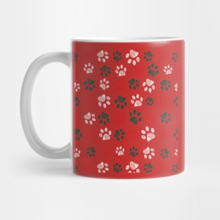 Christmas paw print Mug